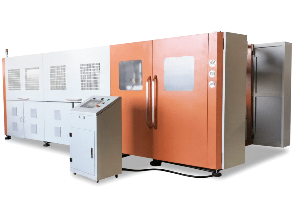 Машина для выдува с вытяжкой со закрытыми шкафами и смотровыми окнами
