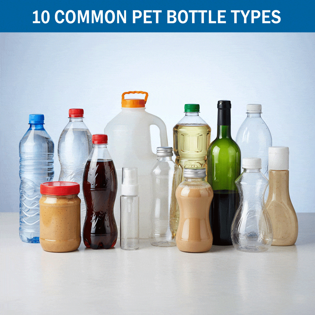 Çeşitli şekil ve kapaklı PET şişe/konteynerler