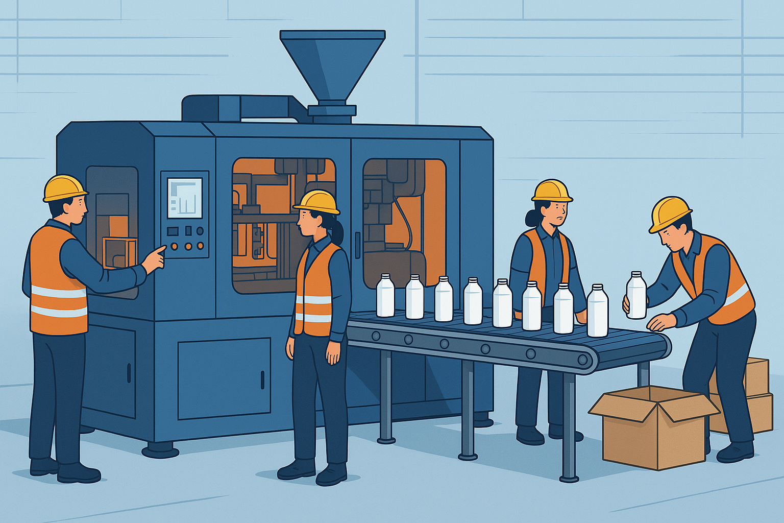 How Many Workers Do You Need for One Extrusion Blow Molding Machine?