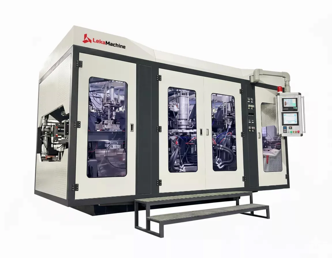 Extrusion blow molding machine for industrial bottle and container production