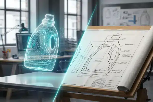 Comparison of 3D CAD models and 2D technical blueprints for manufacturing (ID#2)