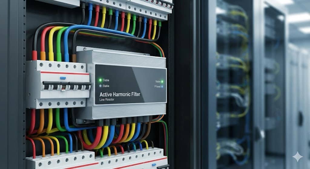 Worker inspecting heavy machinery container at port (ID#2)