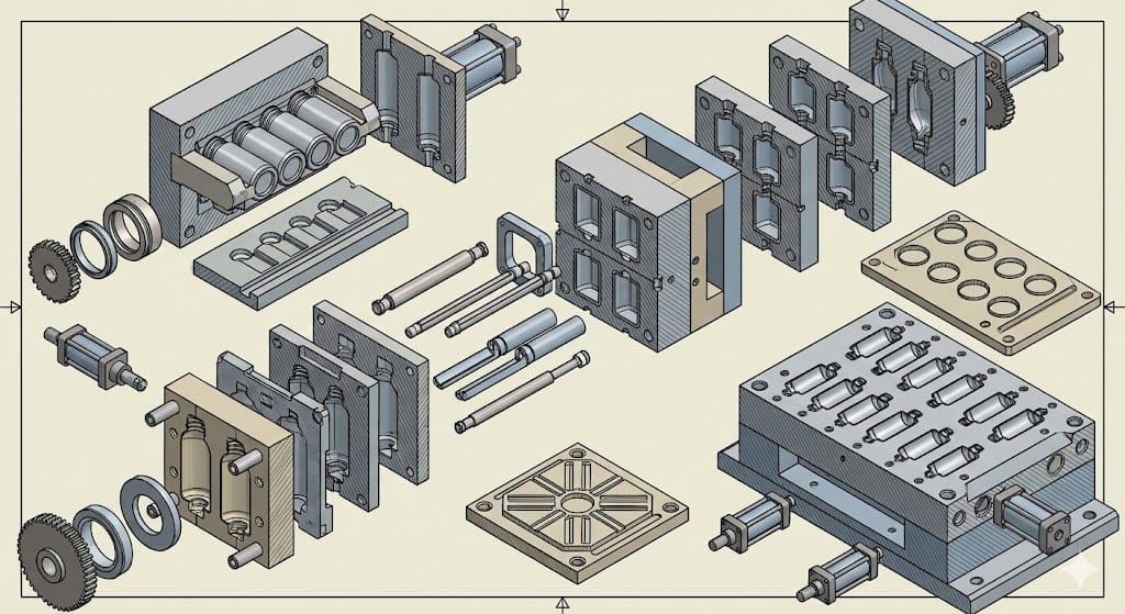 Flexible configuration options for cavities molds and PET bottle formats
