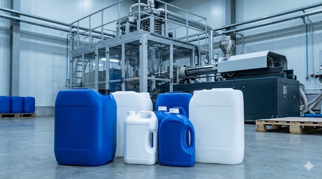 Industrial HDPE containers and jerry cans produced by extrusion blow molding