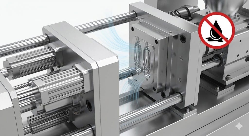 Injection molding machine with plastic bottles (ID#3)