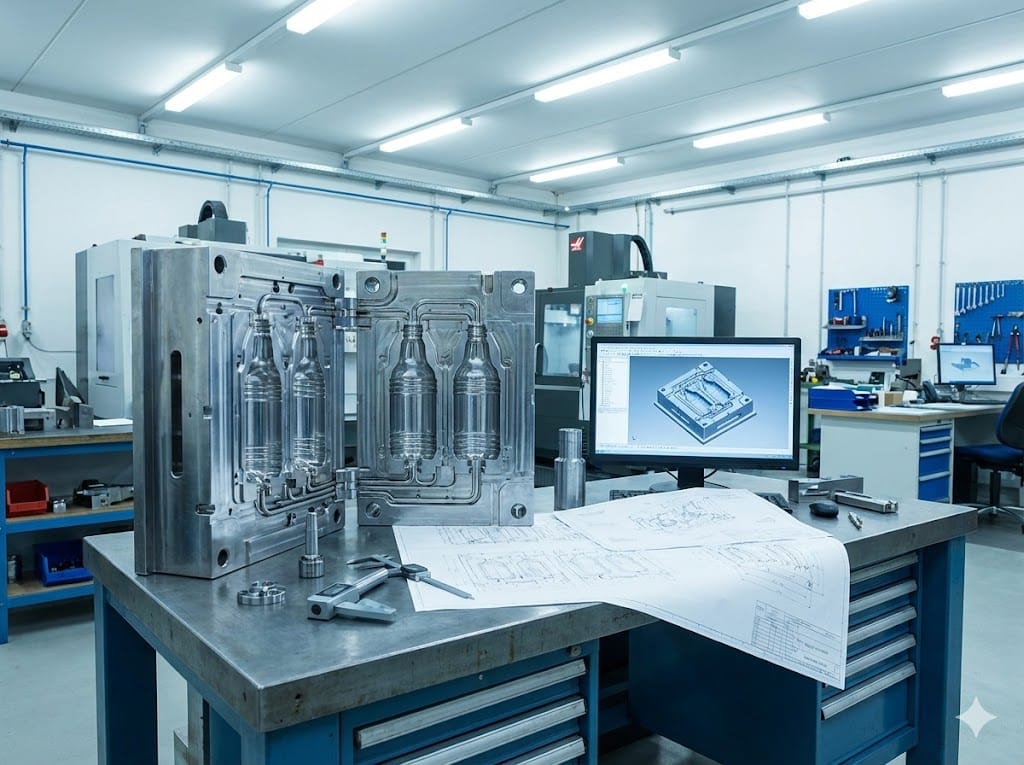 Blow molding machine running stable production with repeatable bottle quality