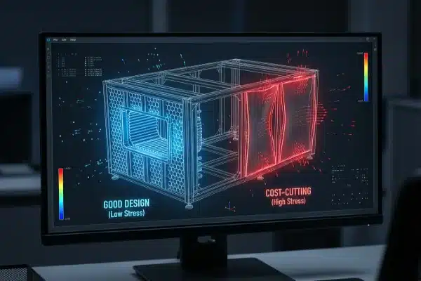 Structural FEM Analysis Design Finite Element Analysis showing structural integrity of a blow molding machine frame (ID#3)