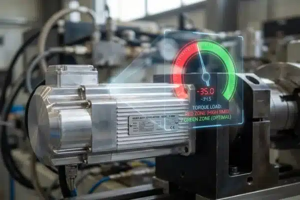 Electric servo motor with digital torque load gauge for blow molding machines (ID#3)