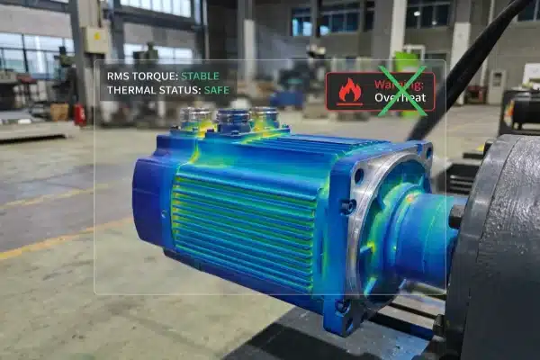 Thermal imaging scan of industrial servo motor showing efficient RMS torque management (ID#4)