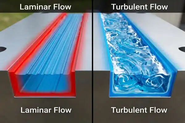 Mold Cooling Flow Comparison Comparison of laminar versus turbulent water flow efficiency in mold cooling channels (ID#2)