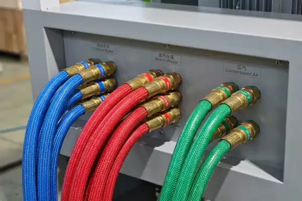 Color-coded utility manifold Color-coded utility manifold for error-free water and air line connections (ID#5)