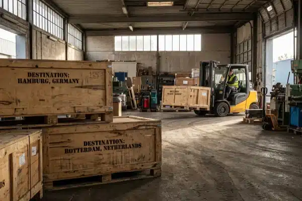 Shipping crates destined for Hamburg and Rotterdam from a Chinese blow molding factory (ID#4)