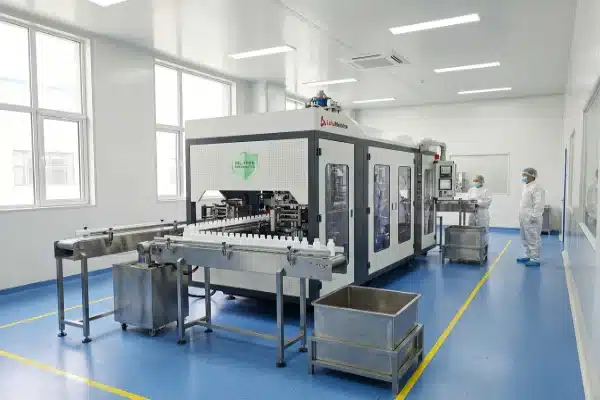 Procurement manager checking bill of materials for blow molding machine quality (ID#1)