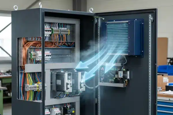 Electrical cabinet with integrated A/C cooling for high-precision electric blow molding servo drives (ID#2)