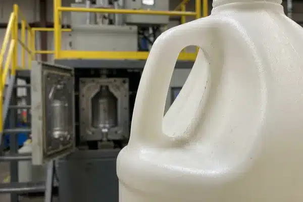 Industrial EBM Handle Detail Close-up of an HDPE jerry can handle made by extrusion blow molding (ID#2)