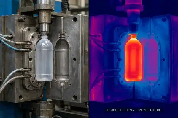 Thermal camera view of blow mold cooling to reduce cycle time (ID#4)