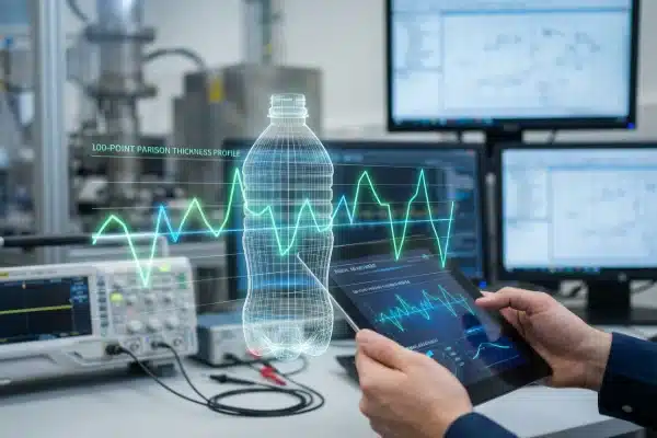 Technical parison profile overlay for controlling plastic bottle wall thickness distribution (ID#3)