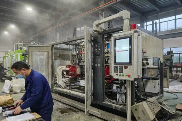 Durable industrial HMI touch screen resisting dust and heat in manufacturing facility (ID#3)