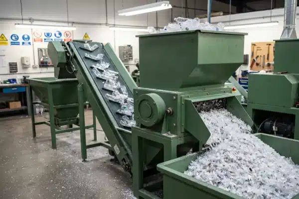 Industrial granulator recycling plastic scrap from extrusion blow molding production line (ID#3)