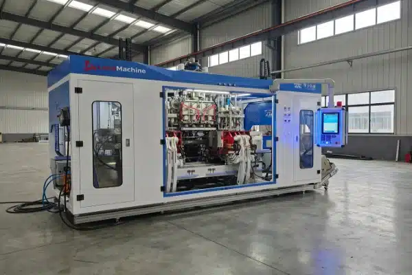 Procurement manager checking bill of materials for blow molding machine quality (ID#1)