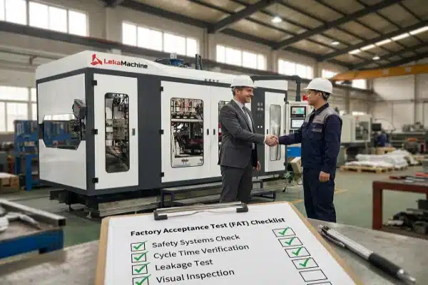 LEKA Machine engineer and client completing a successful factory acceptance test checklist (ID#5)