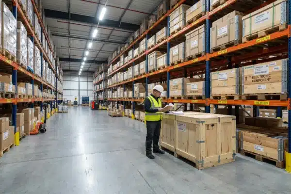 Industrial warehouse stocked with servo motor spare parts for blow molding machines (ID#3)