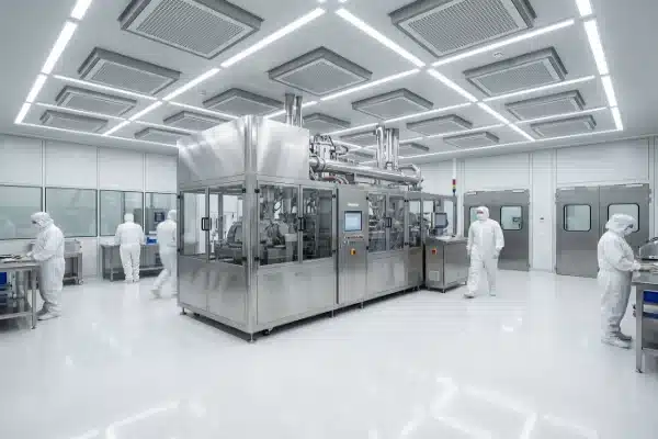 Medical-grade all-electric blow molding machine operating in ISO Class 7 cleanroom (ID#5)