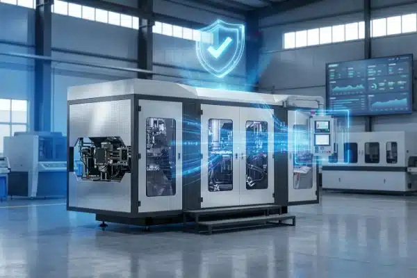 Smart extrusion blow molding machine with secure digital IoT cloud connectivity (ID#1)