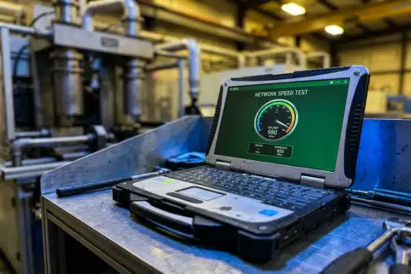 Testing factory network upload speeds for reliable remote support and diagnostics (ID#5)