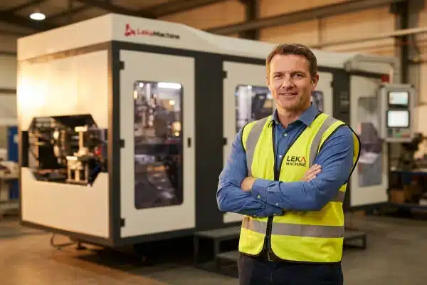 Plant manager evaluating the stability and installation of an all-electric blow molding machine (ID#1)