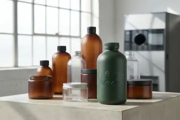 Various HDPE and PCR plastic bottles produced by extrusion blow molding (ID#5)