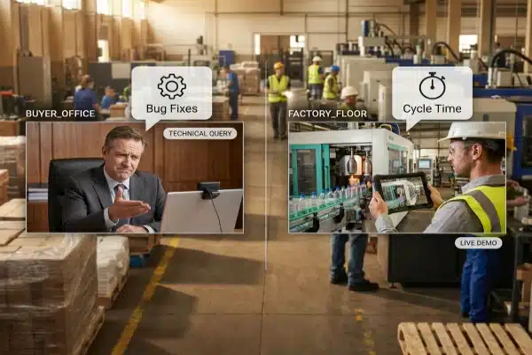 Live factory inspection of all-electric extrusion blow molding machines for European buyers (ID#3)