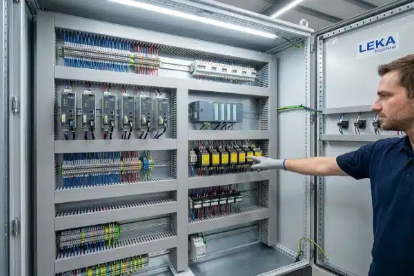 Organized electrical control cabinet wiring for LEKA blow molding machines (ID#1)