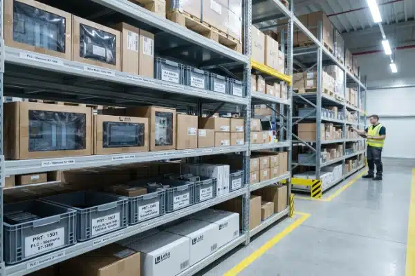 Critical Electronic Spare Parts Organized warehouse inventory of critical electronic spare parts for electric EBM machines (ID#4)