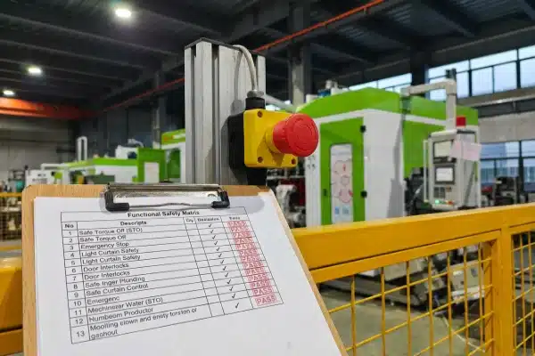 Signed functional safety matrix verifying STO and alarms (ID#5)