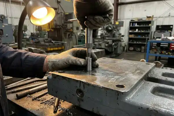 Hardened Mounting Hole Inserts Installing hardened inserts in platen mounting holes to prevent thread damage during mold changes (ID#3)