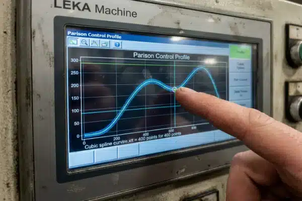 High-density parison control High-density parison profile with 100–400 points for complex bottles (ID#2)