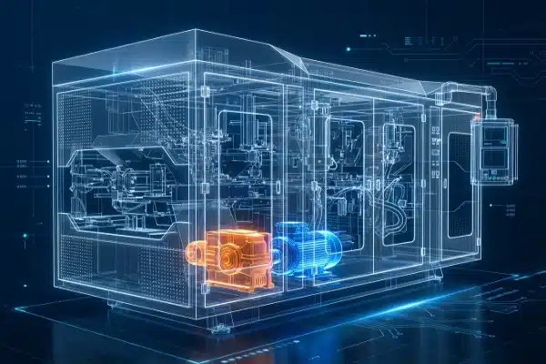 High-Performance Gearbox Drive Systems Blueprint of a high-performance electric machine gearbox drive system from industry standard brands (ID#2)