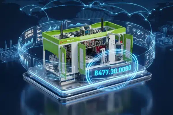 All-electric extrusion blow molding machine with HS code 8477.30.0000 for import classification (ID#1)