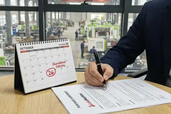 Contractual delivery guarantee for blow molding machine replacement parts to minimize operational downtime (ID#4)