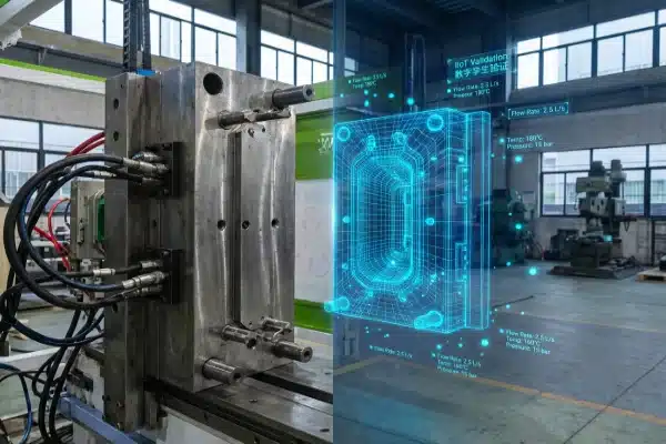 Digital Twin Cooling Simulation Digital twin simulation of blow molding cooling performance validated by infrared thermography and SAT (ID#4)