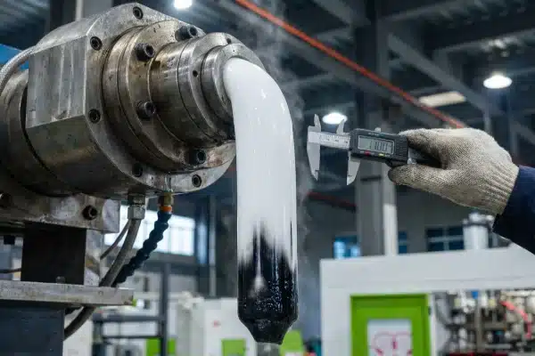 Die head color-change inspection demonstrating Black-to-White purge efficiency (ID#1)