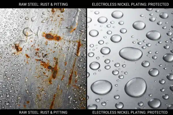 Platen Surface Corrosion Protection Comparing nickel-plated and raw steel platen surfaces for corrosion resistance against cooling water (ID#5)