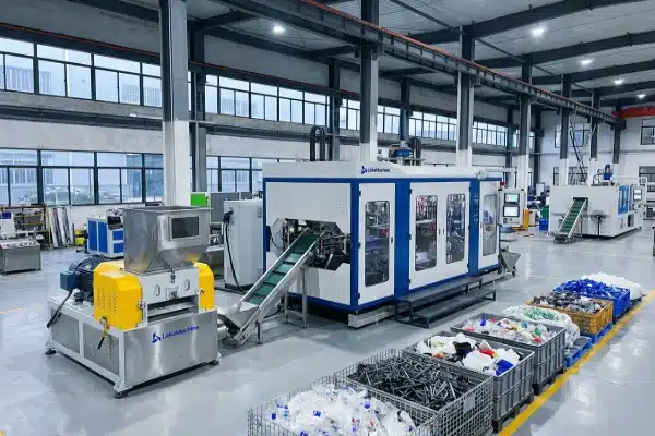 Granulator integrated with all-electric blow molder; capacity and noise checks (ID#1)