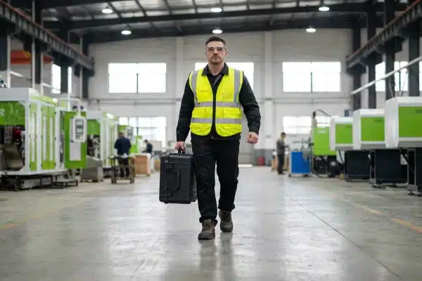 Reliable Machine Maintenance Service Professional industrial technician arriving for blow molding machine warranty service and maintenance (ID#4)