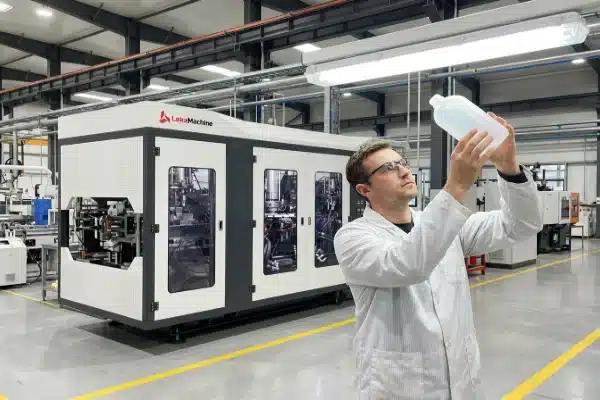 How can I determine if the blowing system of the ALL electric extrusion blow molding machine ensures the products are fully formed?