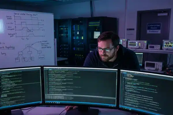 Software Escalation and R&D Escalating complex software issues and proprietary PLC coding faults to R&D for custom firmware (ID#5)