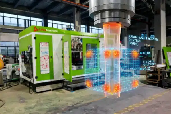 Uniform EVOH Layer Control Radial wall thickness control system ensuring uniform EVOH barrier layer in extrusion blow molding (ID#2)