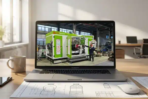 Remote final inspection of an all-electric extrusion blow molding machine with multi-camera setups (ID#1)