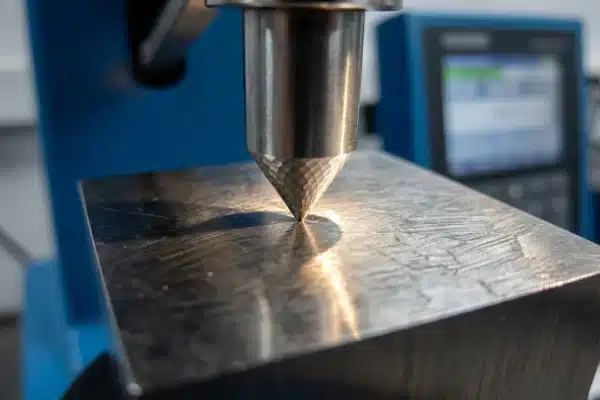 Rockwell Hardness Rating Standards Rockwell hardness testing of EBM machine platen steel to ensure high clamping pressure resistance (ID#2)